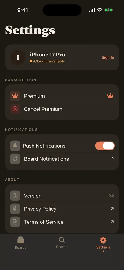 Settings (Dark)